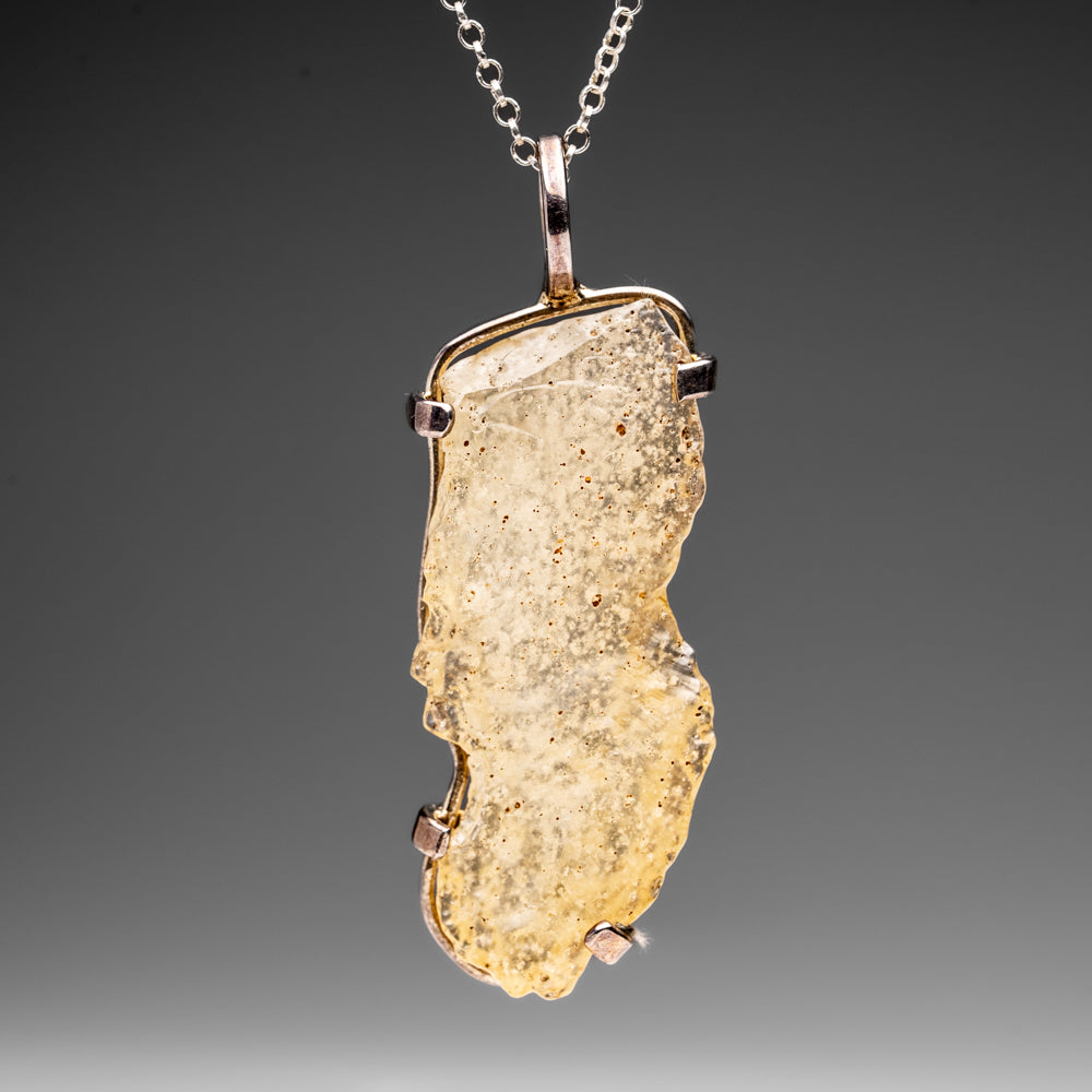 Genuine Libyan Desert Glass Pendant (10.4 grams) with 18" Sterling Silver Chain