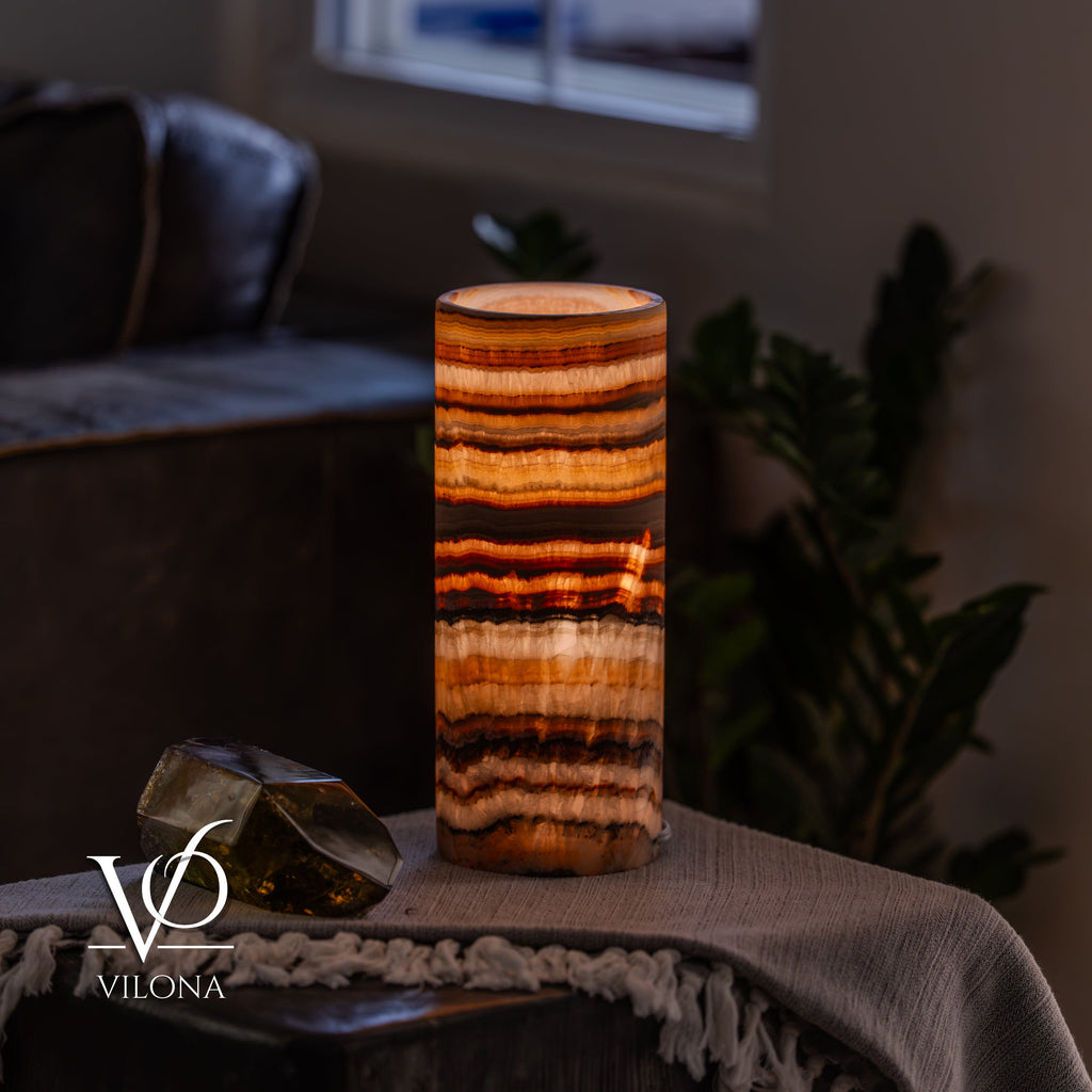 Sahara Onyx - 12" Tall, x 4.5" Diameter (Small Table Lamp #2)