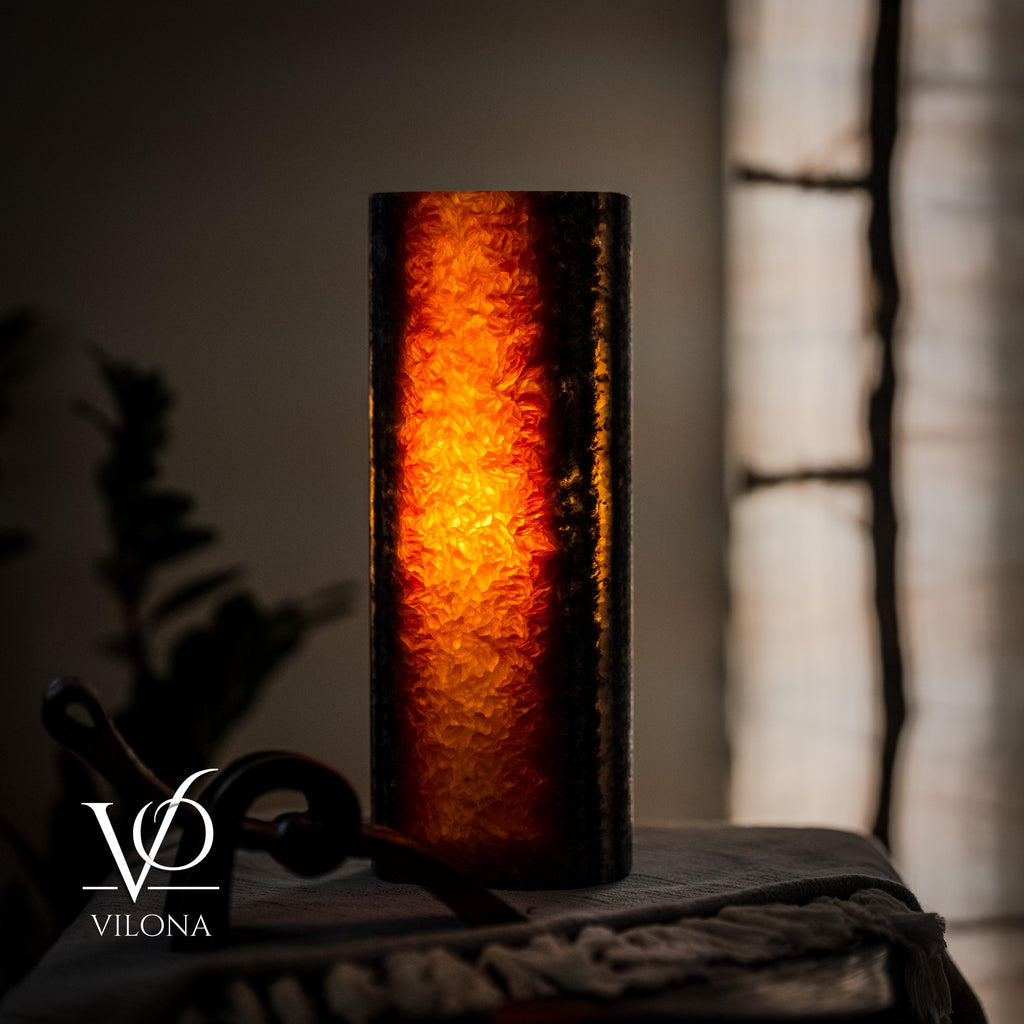 Tangerine Onyx - 12" Tall, x 4.5" Diameter (Small Table Lamp #3)