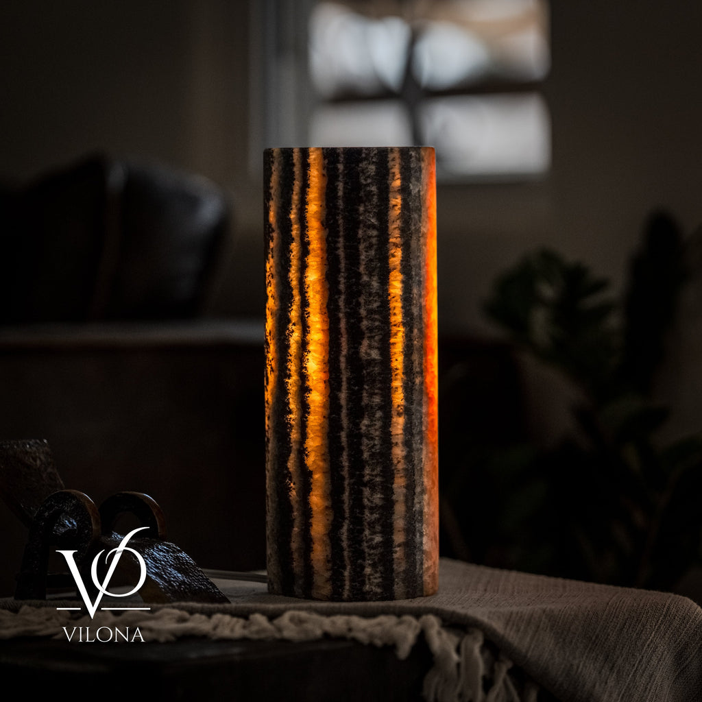 Tangerine Onyx - 12" Tall, x 4.5" Diameter (Small Table Lamp #3)