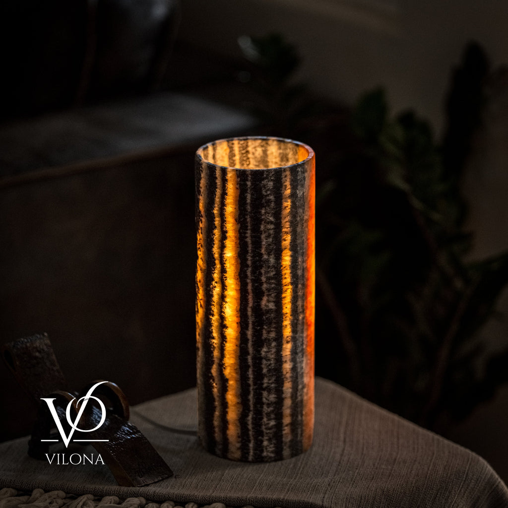 Tangerine Onyx - 12" Tall, x 4.5" Diameter (Small Table Lamp #3)