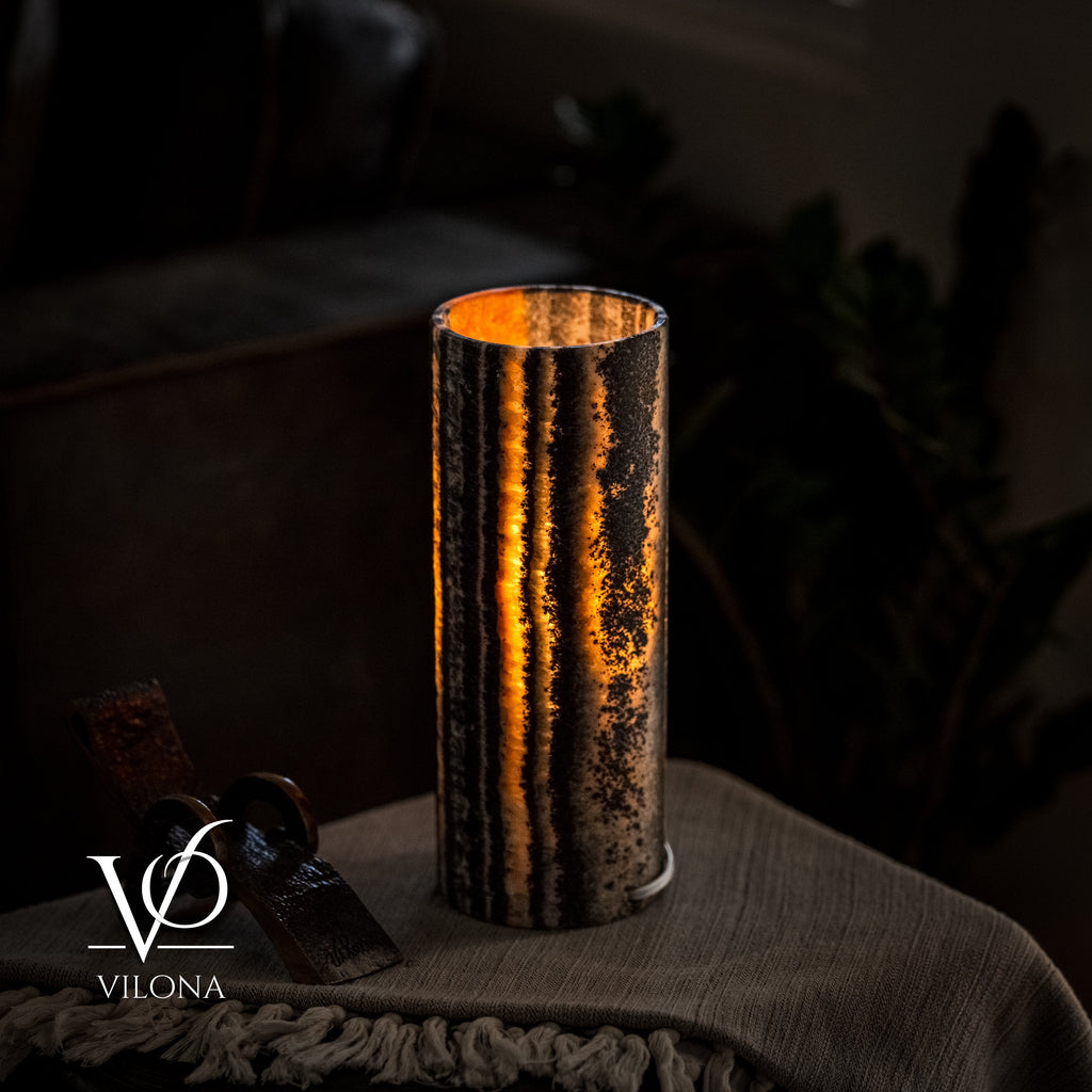 Tangerine Onyx - 12" Tall, x 4.5" Diameter (Small Table Lamp #3)