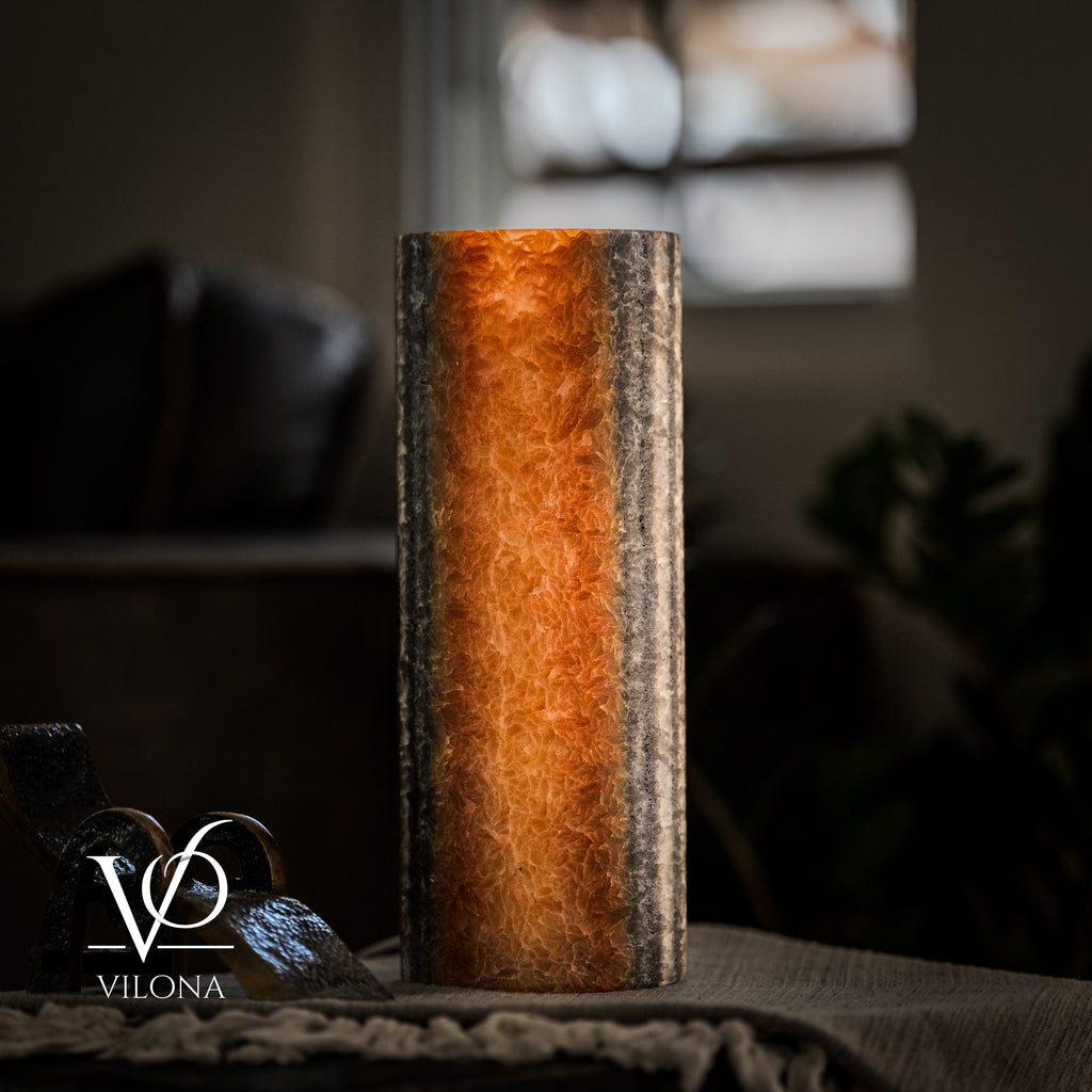 Tangerine Onyx - 12" Tall, x 4.5" Diameter (Small Table Lamp #3)
