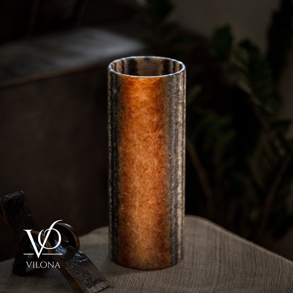 Tangerine Onyx - 12" Tall, x 4.5" Diameter (Small Table Lamp #3)