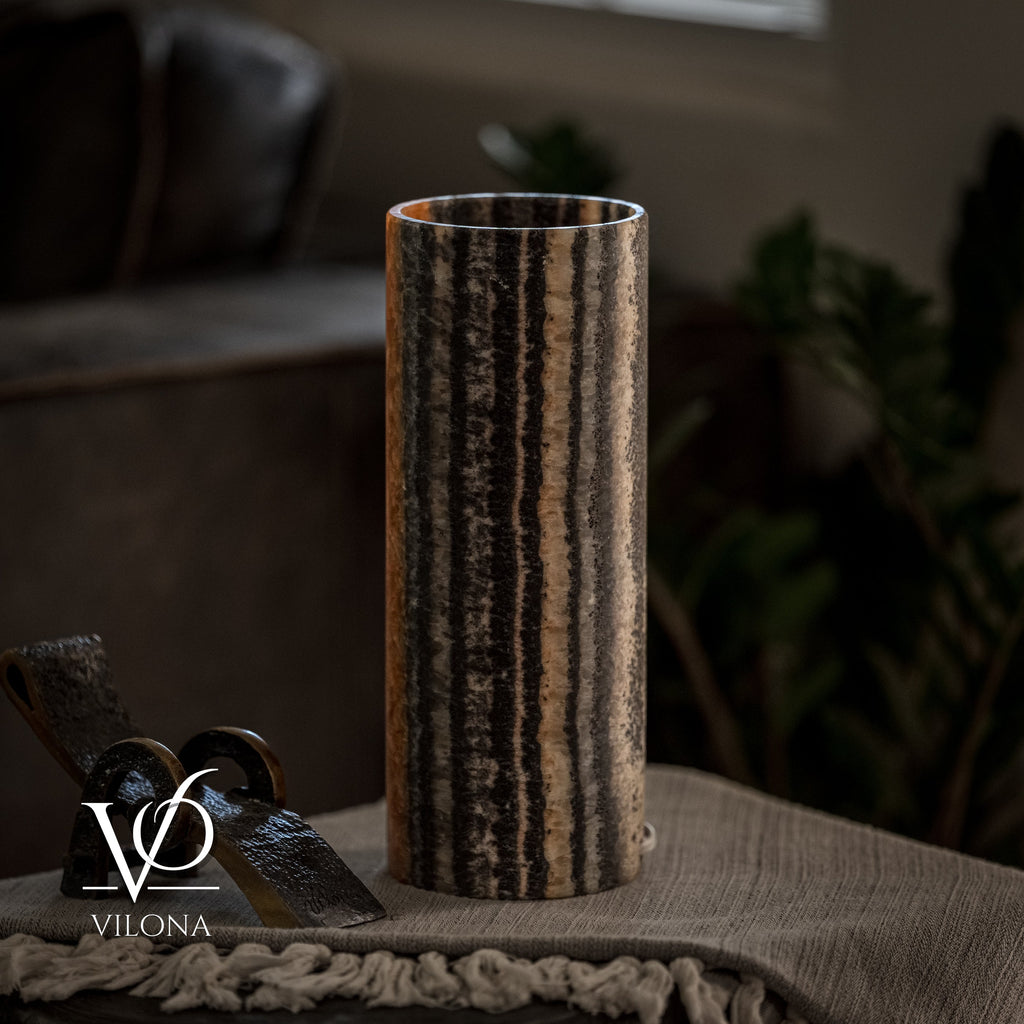 Tangerine Onyx - 12" Tall, x 4.5" Diameter (Small Table Lamp #3)