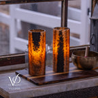 Tangerine Onyx - 12" Tall, x 4.5" Diameter (Small Table Lamp Pair #2)