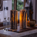 Tangerine Onyx - 12" Tall, x 4.5" Diameter (Small Table Lamp Pair #3)