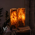 Tangerine Onyx - 12" Tall, x 4.5" Diameter (Small Table Lamp Pair #4)