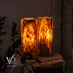 Tangerine Onyx - 12" Tall, x 4.5" Diameter (Small Table Lamp Pair #4)