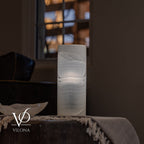 White Ice Onyx - 12" Tall, x 4.5" Diameter (Small Table Lamp #3)