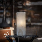 White Ice Onyx - 12" Tall, x 4.5" Diameter (Small Live Edge Table Lamp #4)