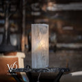 White Ice Onyx - 12" Tall, x 4.5" Diameter (Small Live Edge Table Lamp #4)