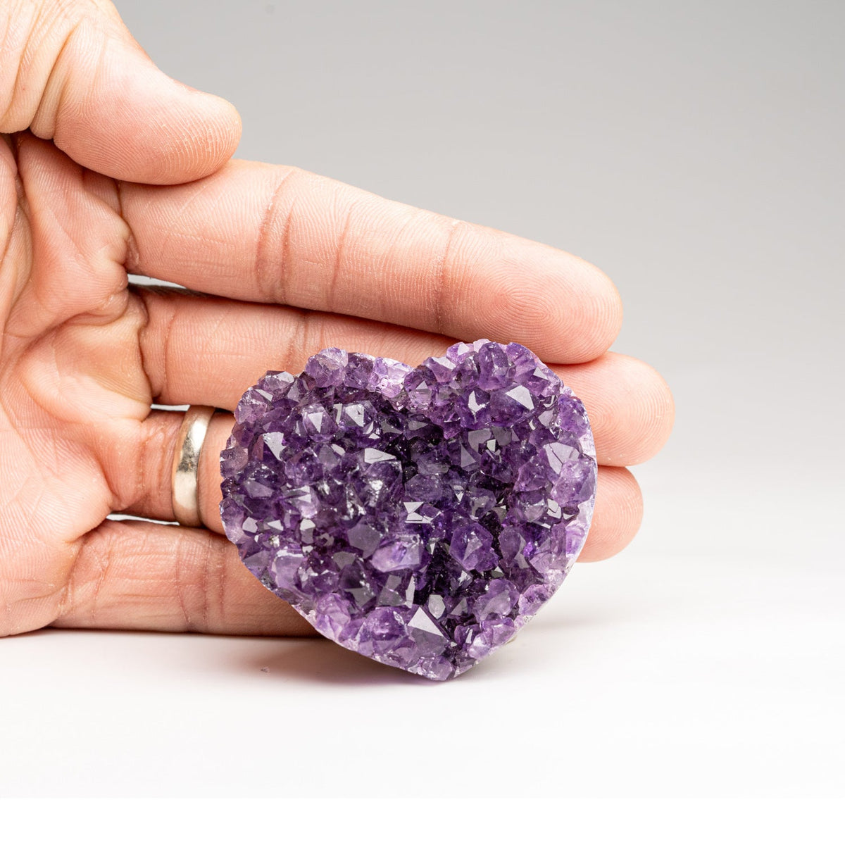 Genuine Amethyst Crystal Cluster Heart from Uruguay