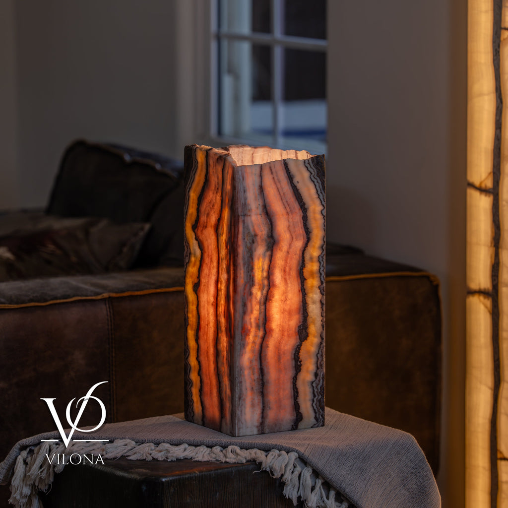 Rosa Onyx Live Edge Table Lamp – 16" Tall × 6" Square #2