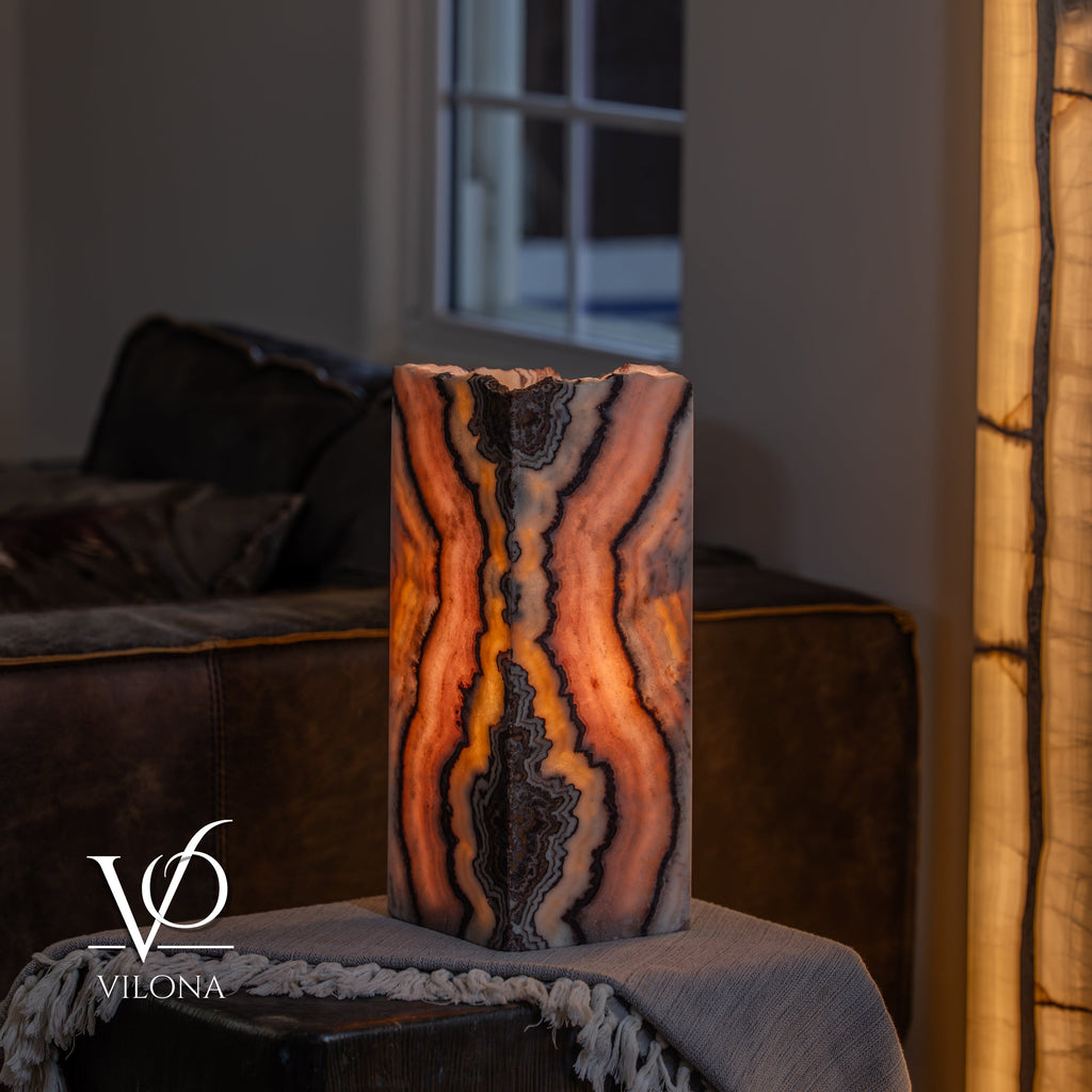 Rosa Onyx Live Edge Table Lamp – 16" Tall × 6" Square #3