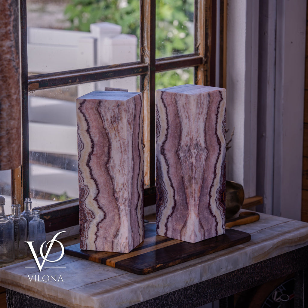 Rosa Onyx Table Lamp Pair – 17.75" Tall × 6" Square #1