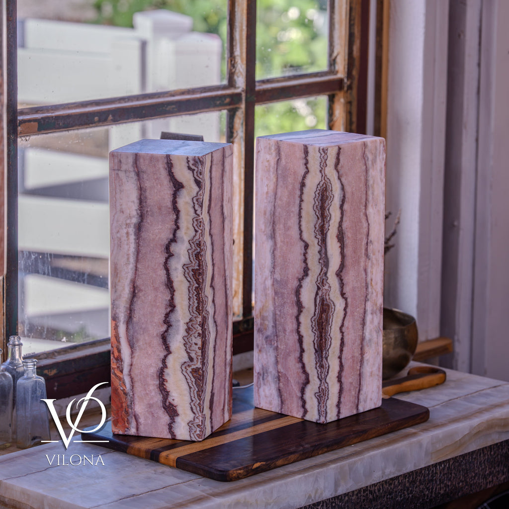 Rosa Onyx Table Lamp Pair – 17.75" Tall × 6" Square #3
