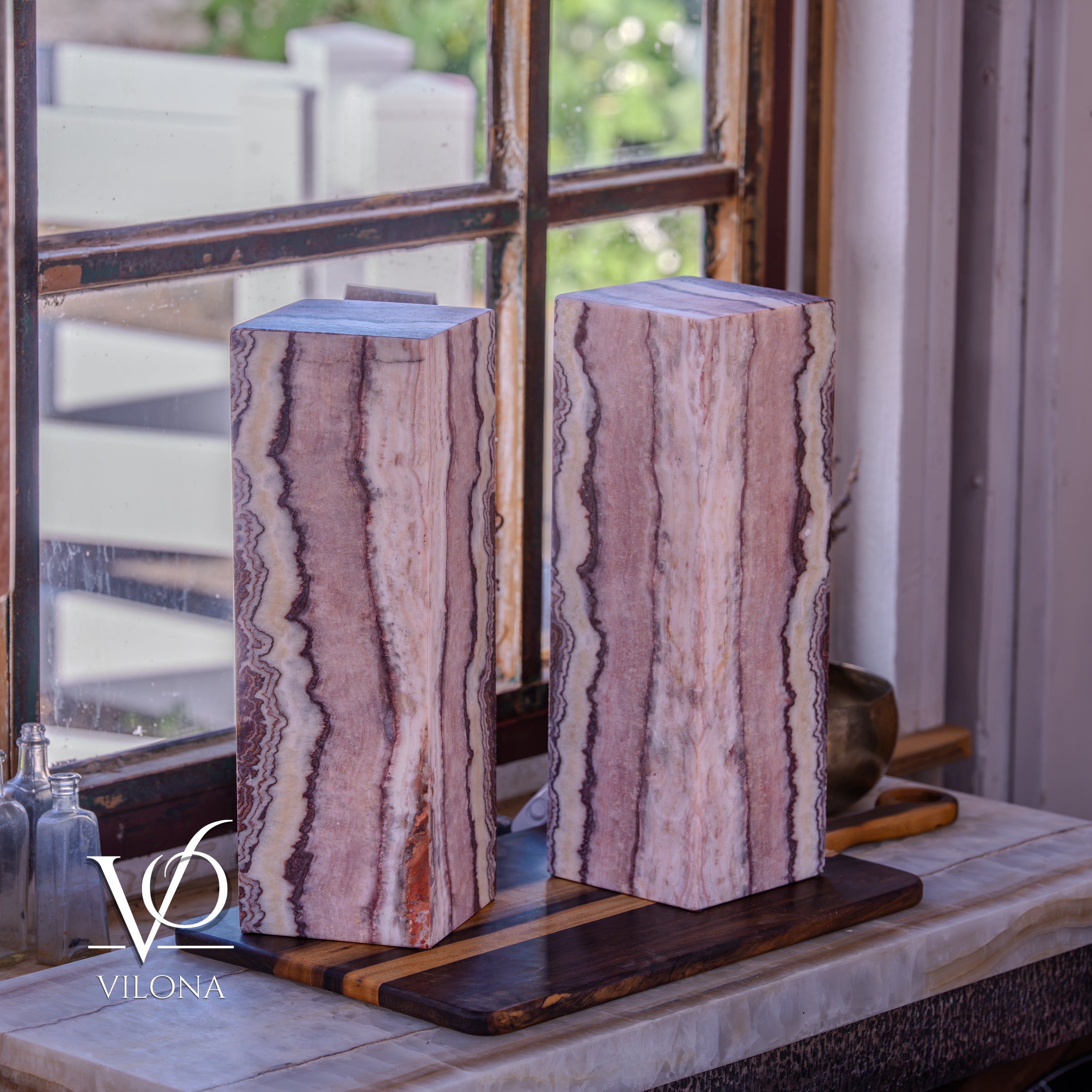 Rosa Onyx Table Lamp Pair – 17.75" Tall × 6" Square #3