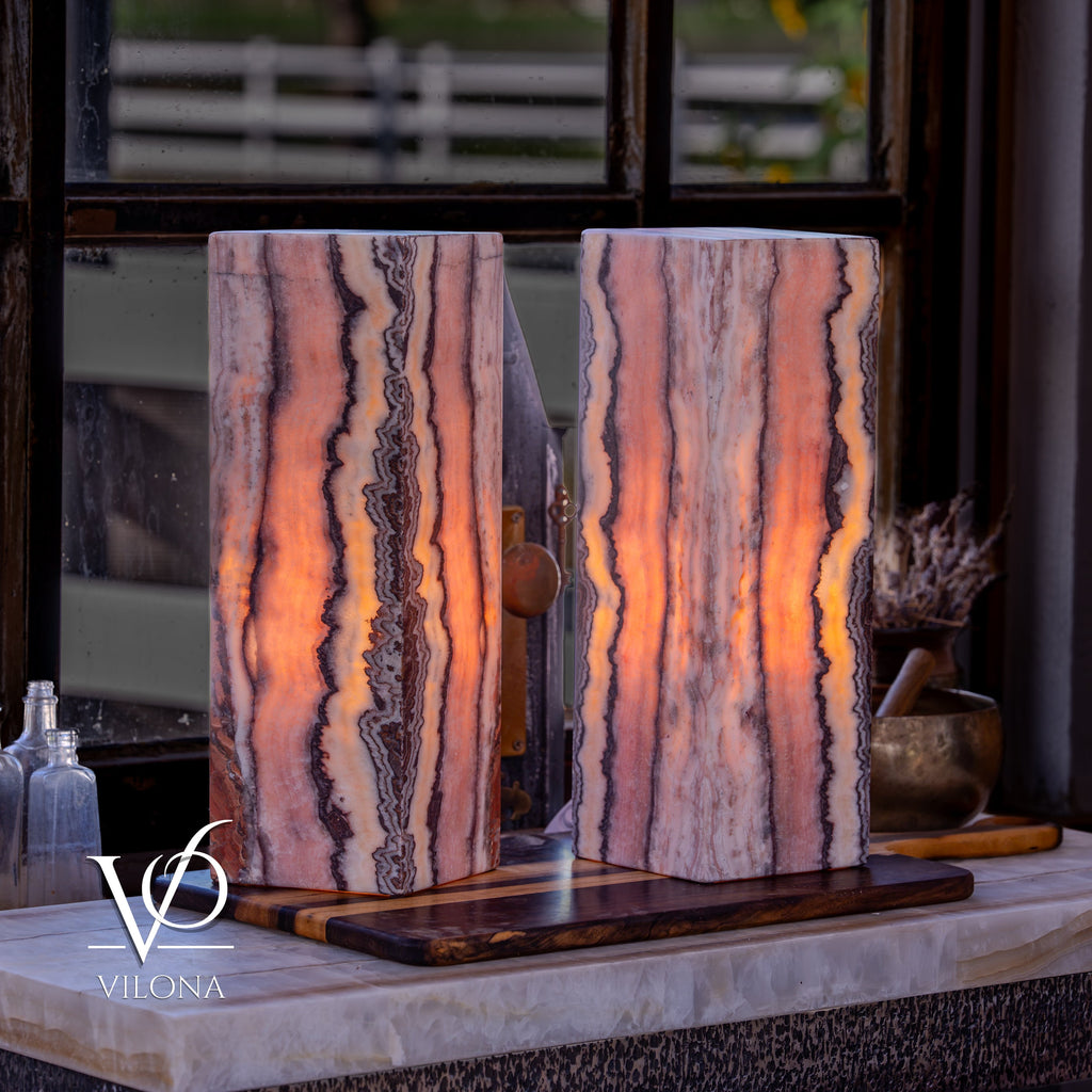 Rosa Onyx Table Lamp Pair – 17.75" Tall × 6" Square #3