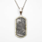Muonionalusta Meteorite Dog Tag Pendant with 18" Sterling Silver Chain