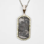 Muonionalusta Meteorite Dog Tag Pendant with 18" Sterling Silver Chain
