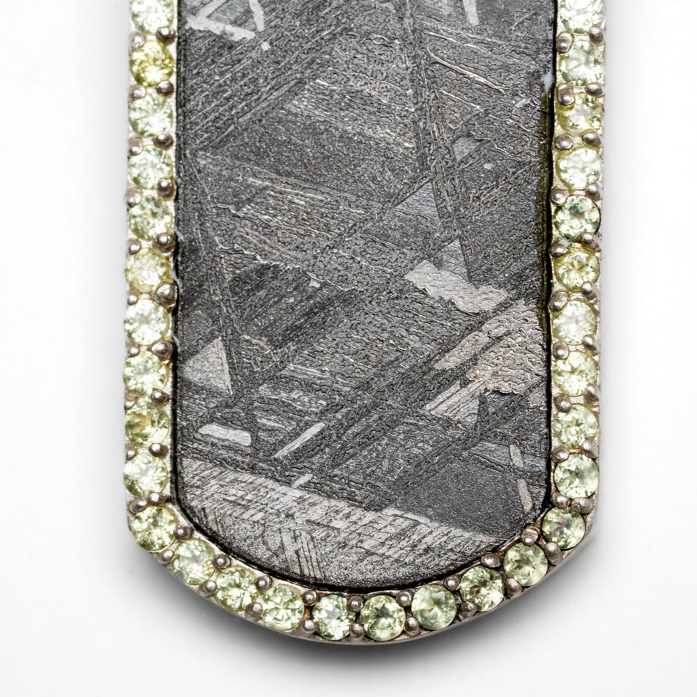 Muonionalusta Meteorite Dog Tag Pendant with 18" Sterling Silver Chain