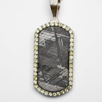 Muonionalusta Meteorite Dog Tag Pendant with 18" Sterling Silver Chain