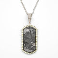 Muonionalusta Meteorite Dog Tag Pendant with 18" Sterling Silver Chain