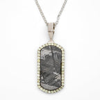 Muonionalusta Meteorite Dog Tag Pendant with 18" Sterling Silver Chain
