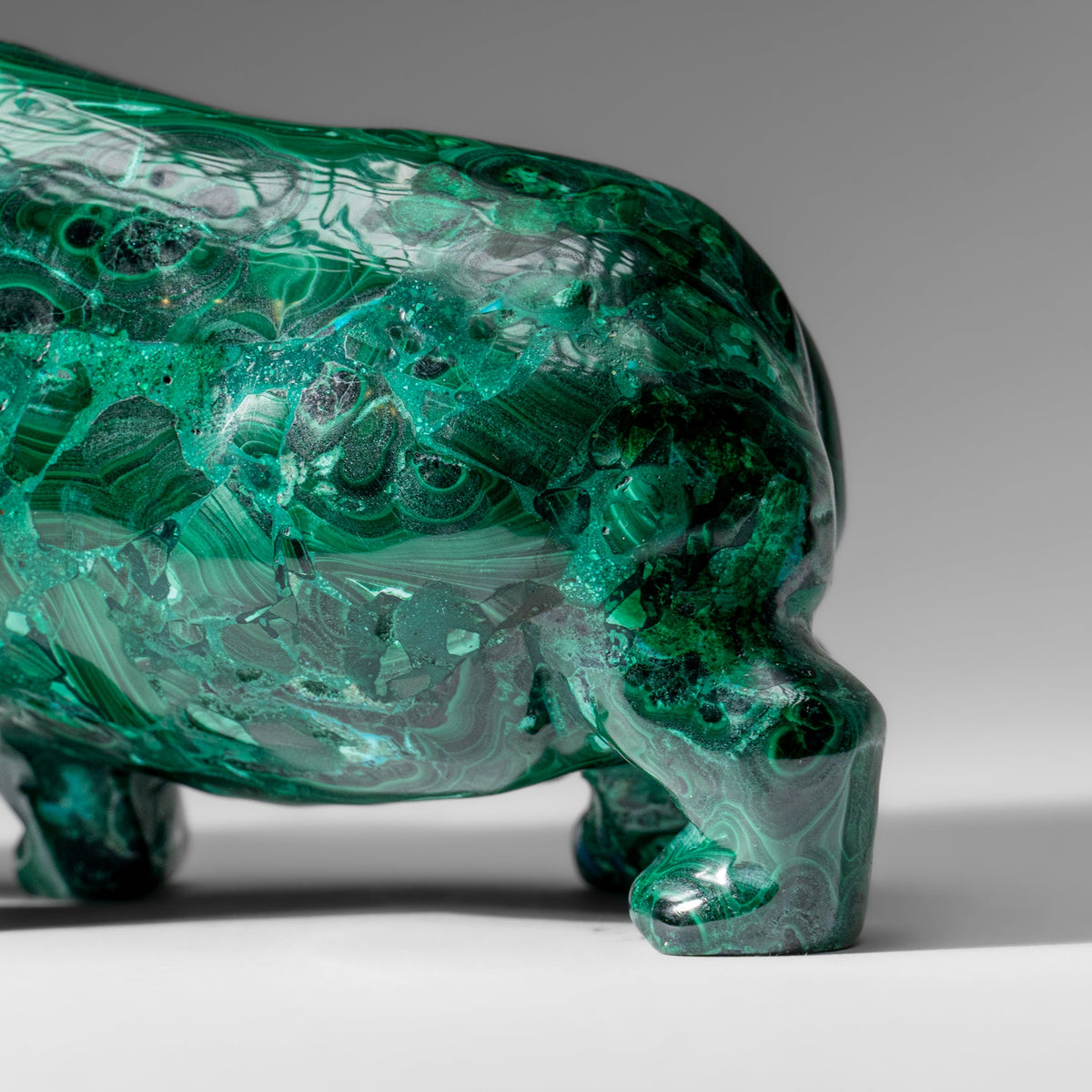 Genuine Polished Malachite Hippo Carving (2.6 lbs)