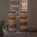 Honeycomb Onyx Live Edge Table Lamp Pair #1