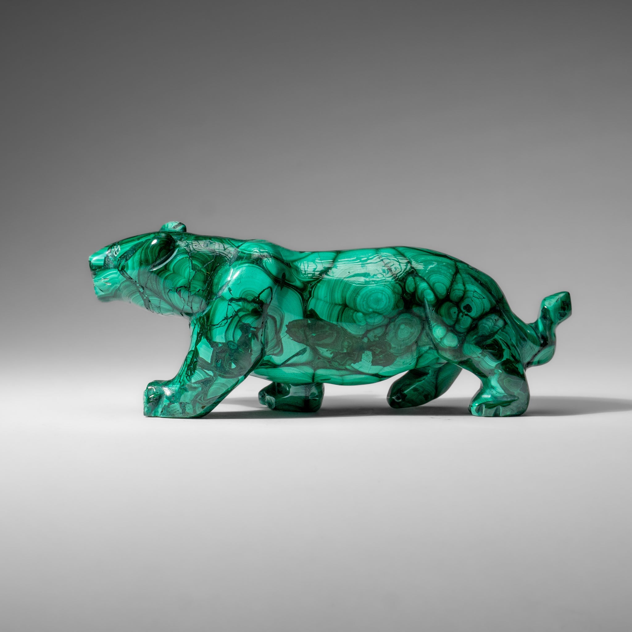 Genuine Polished Malachite Panther Carving (2.2 lbs)