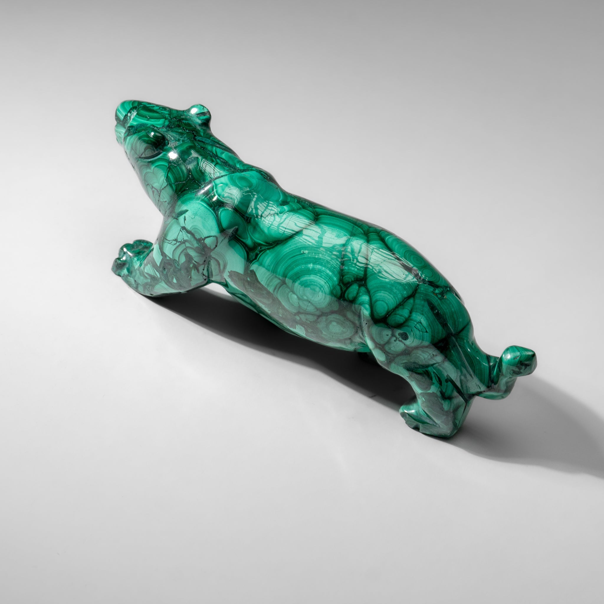 Genuine Polished Malachite Panther Carving (2.2 lbs)
