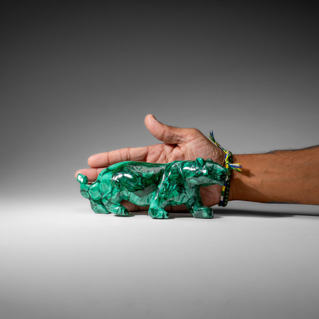Genuine Polished Malachite Panther Carving (2.2 lbs)