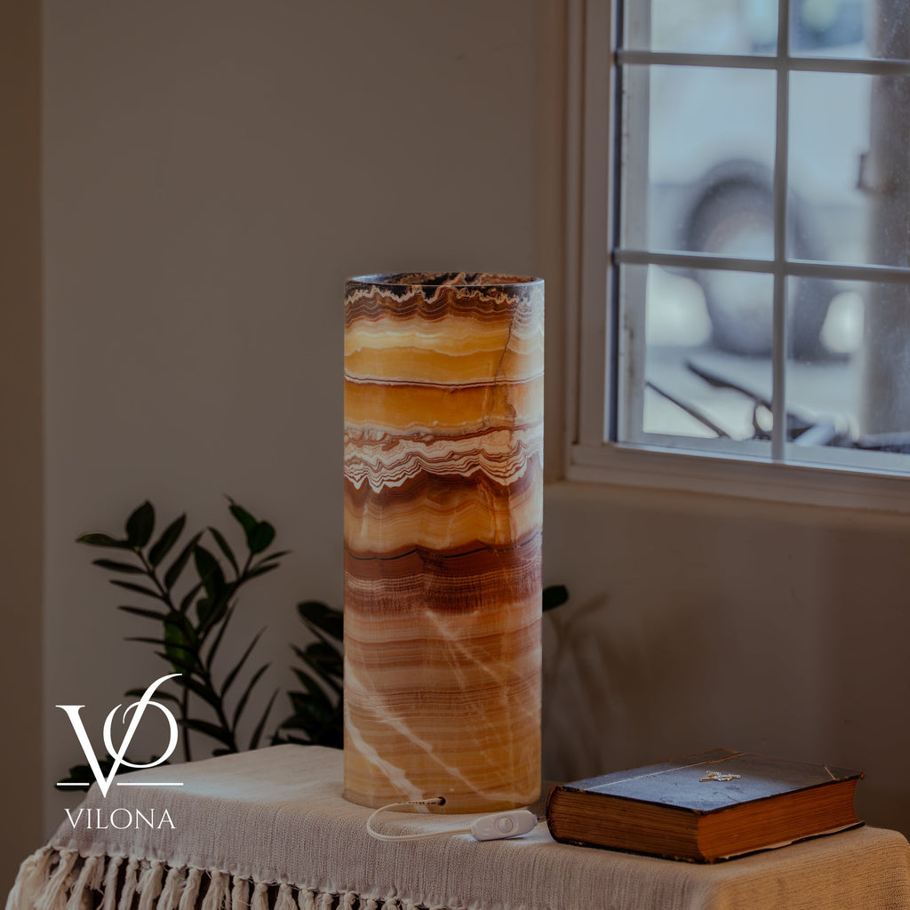 Miami Sunset Onyx Cylinder Table Lamp #1