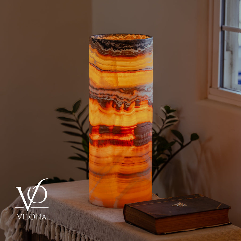 Miami Sunset Onyx Cylinder Table Lamp #1