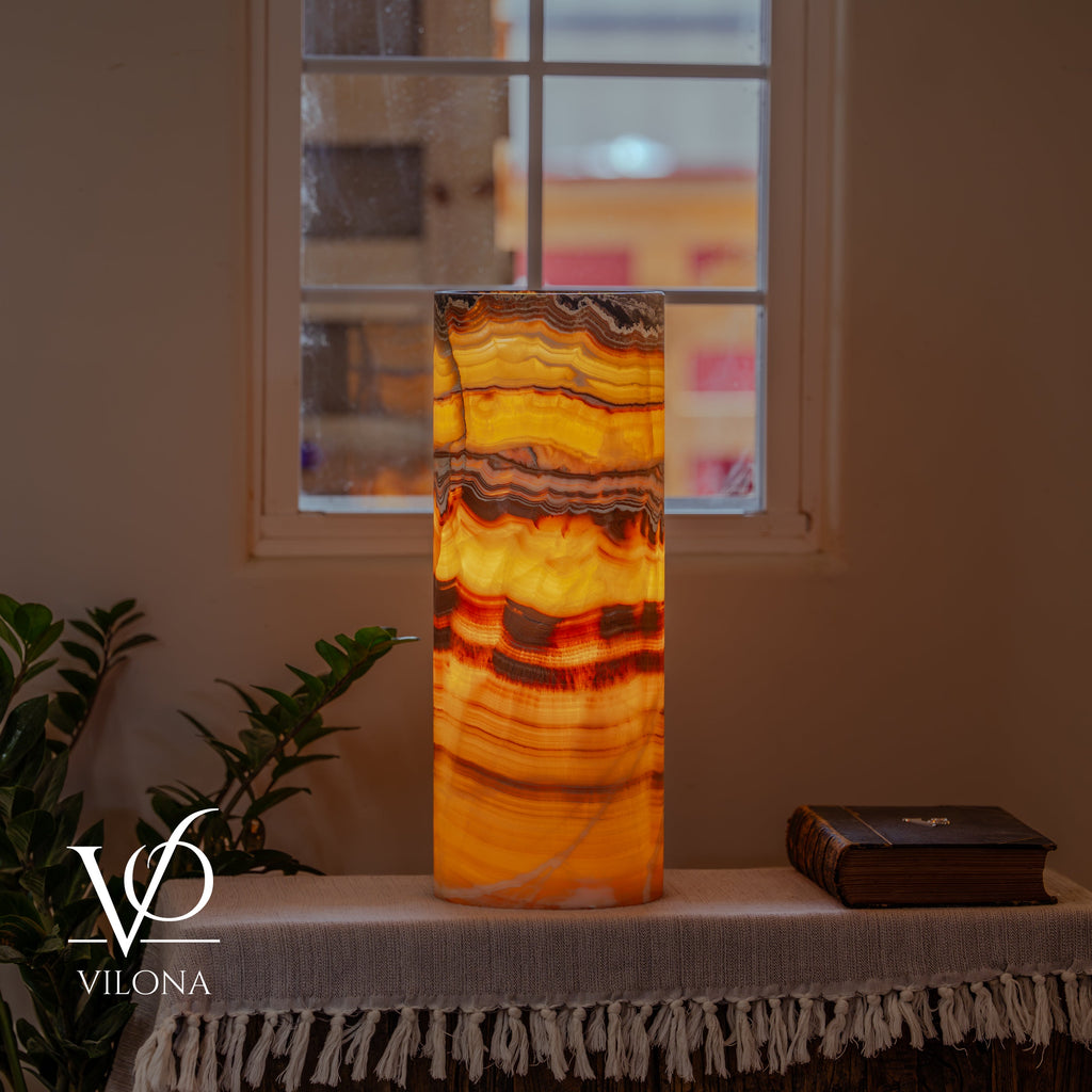 Miami Sunset Onyx Cylinder Table Lamp #1
