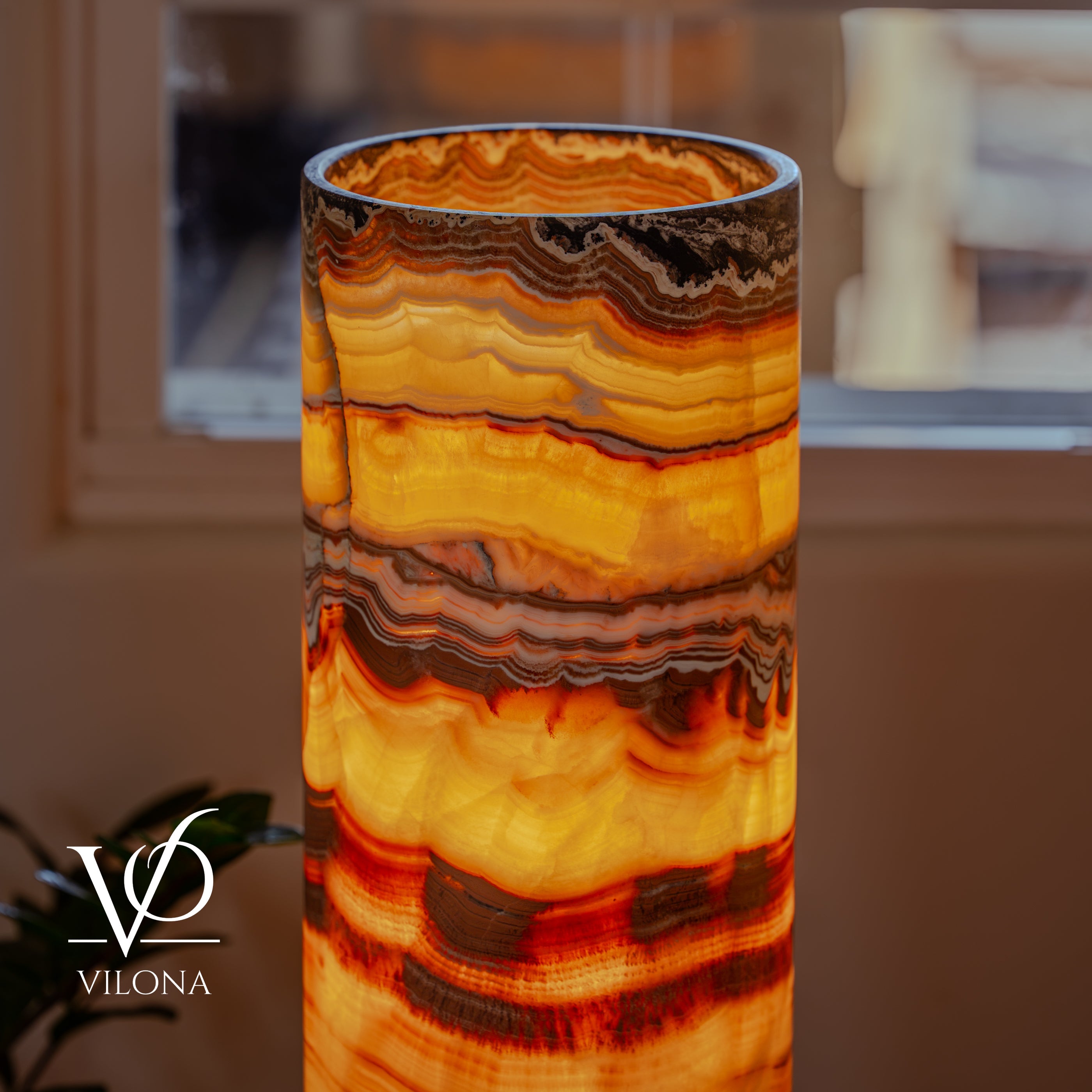 Miami Sunset Onyx Cylinder Table Lamp #1