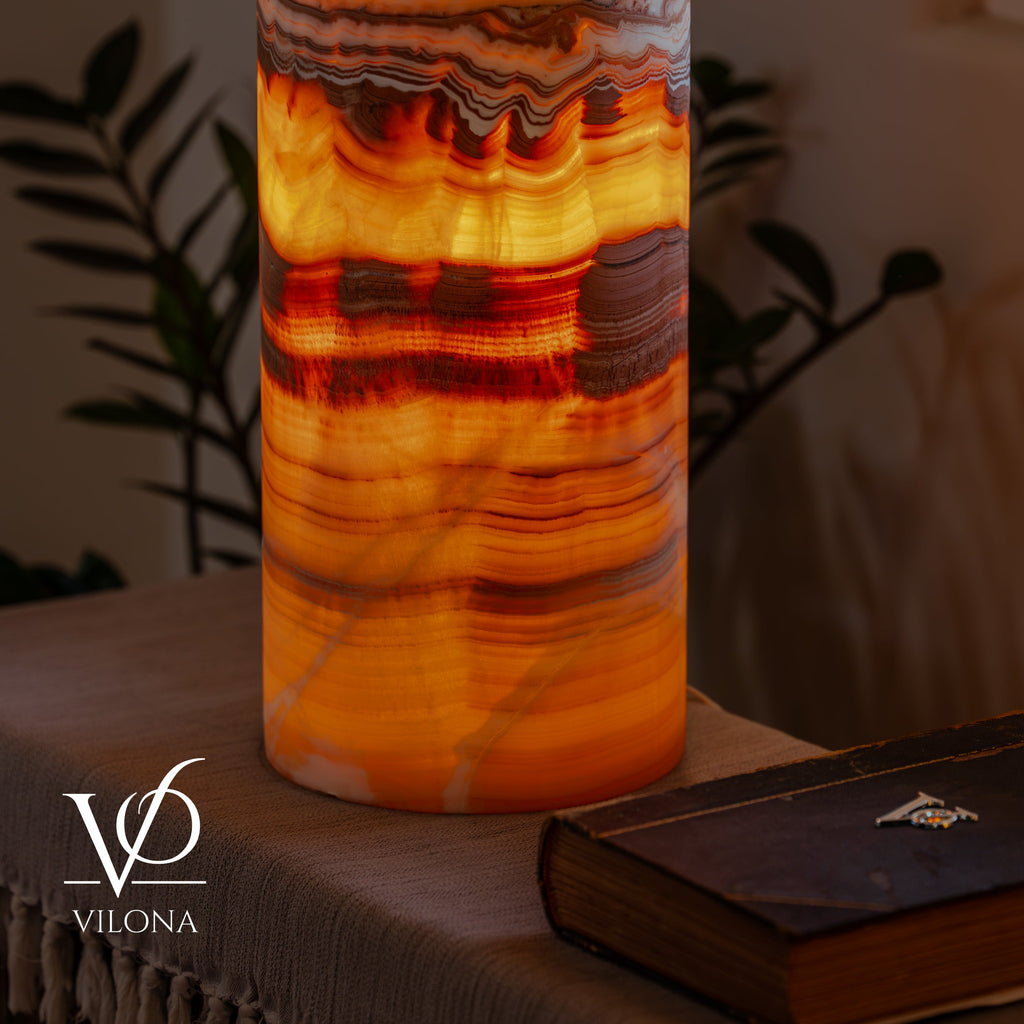Miami Sunset Onyx Cylinder Table Lamp #1