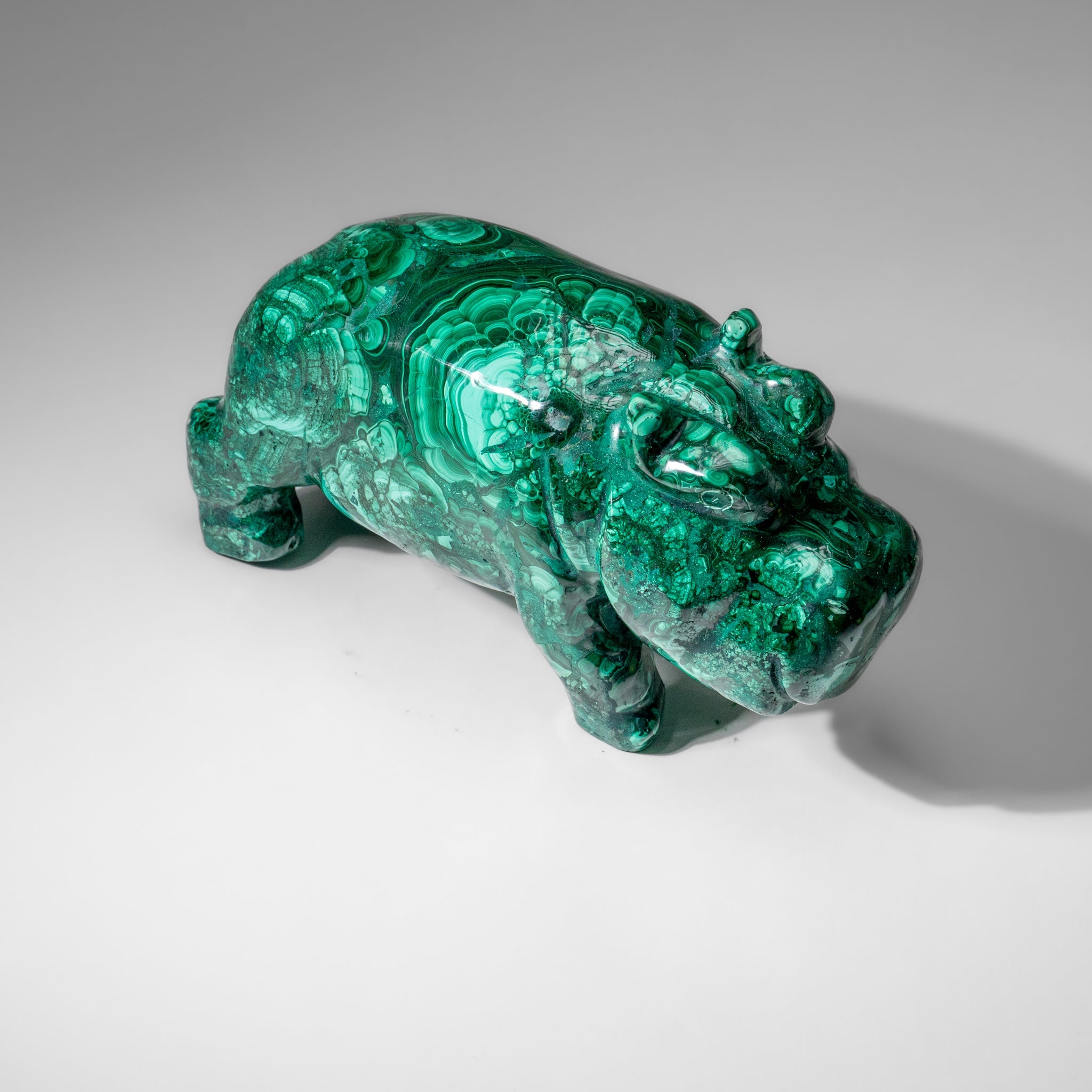 Genuine Polished Malachite Hippo Carving (7.4 lbs)