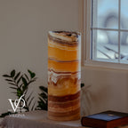 Miami Sunset Onyx Cylinder Live Edge Table Lamp #2