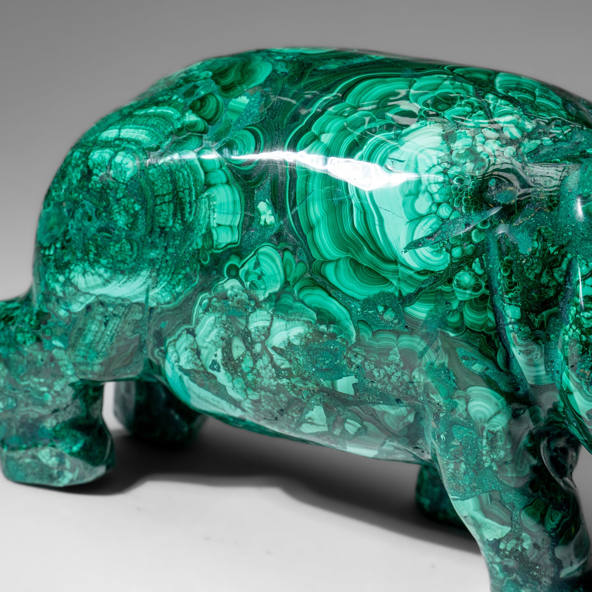 Genuine Polished Malachite Hippo Carving (7.4 lbs)