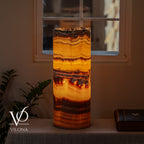 Miami Sunset Onyx Cylinder Live Edge Table Lamp #2