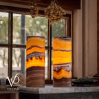 Miami Sunset Onyx Table Lamp Pair #1