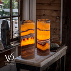 Miami Sunset Onyx Table Lamp Pair #1