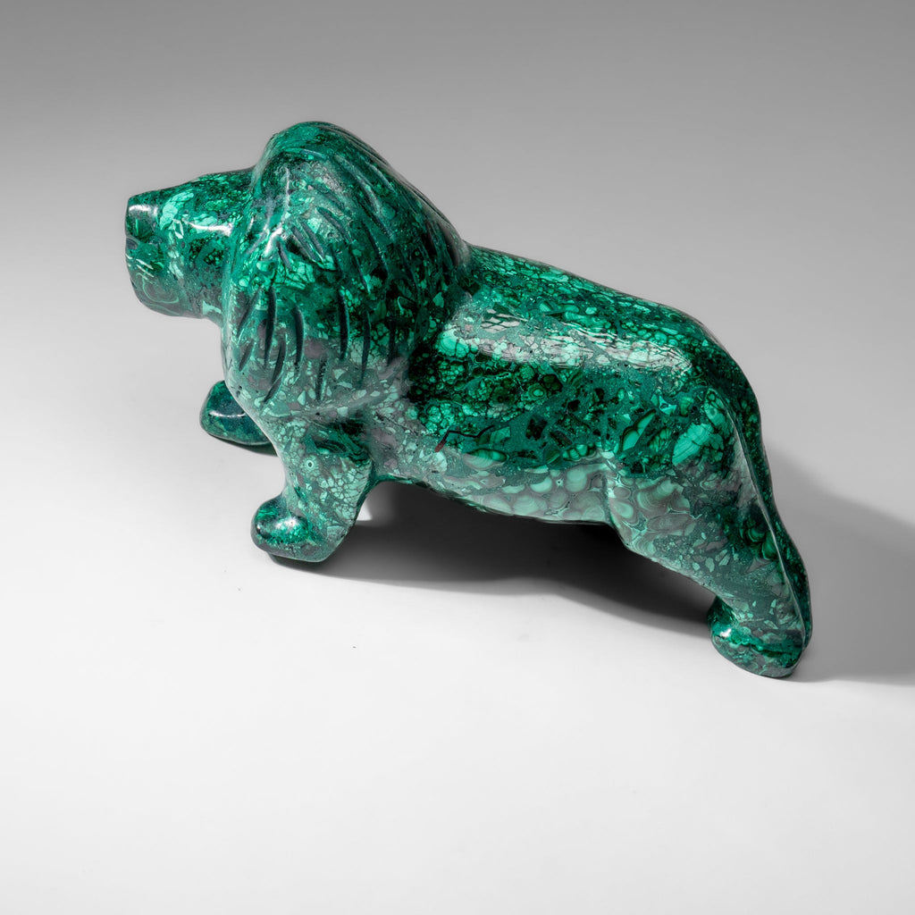 Genuine Polished Malachite Lion Carving (5.6 lbs)