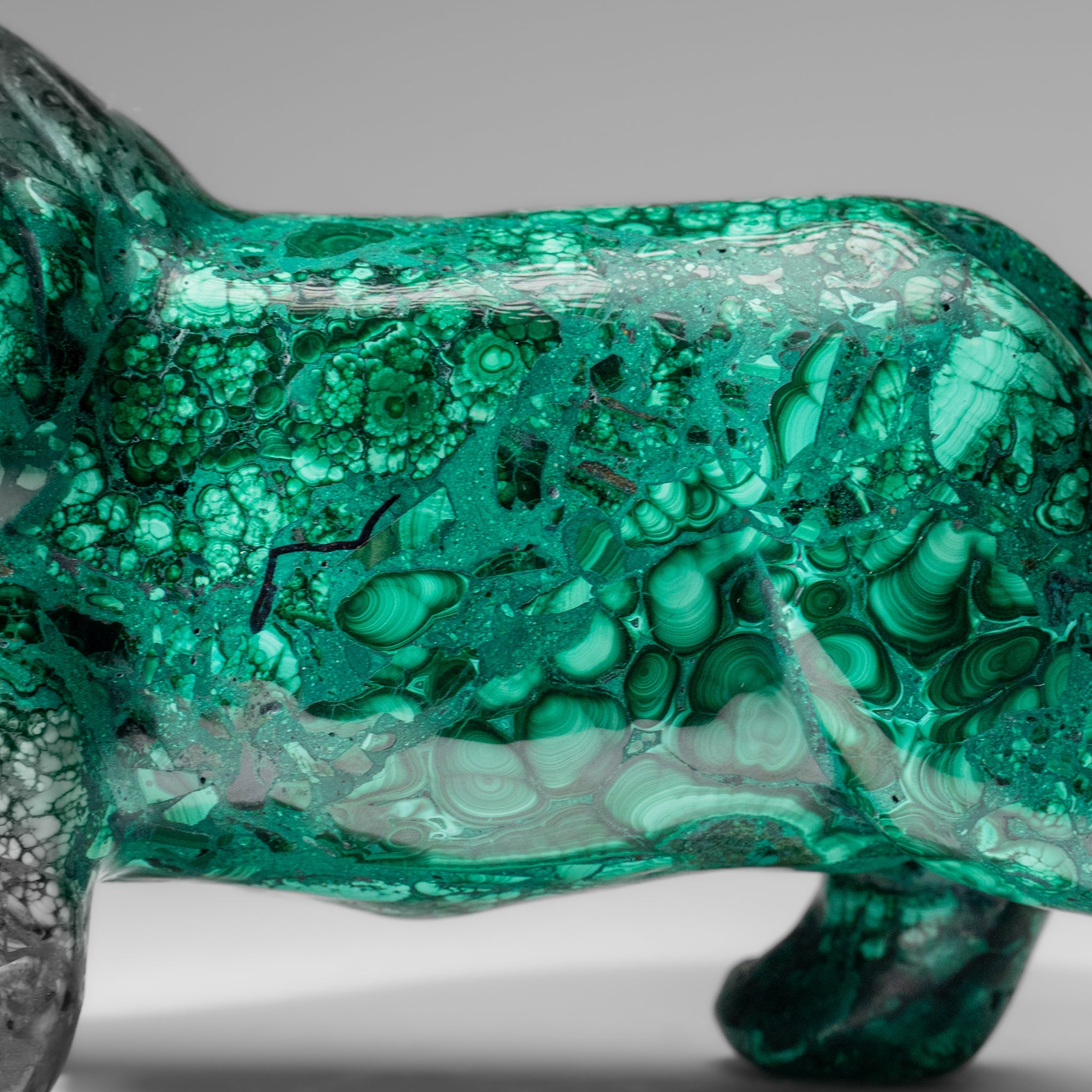 Genuine Polished Malachite Lion Carving (5.6 lbs)
