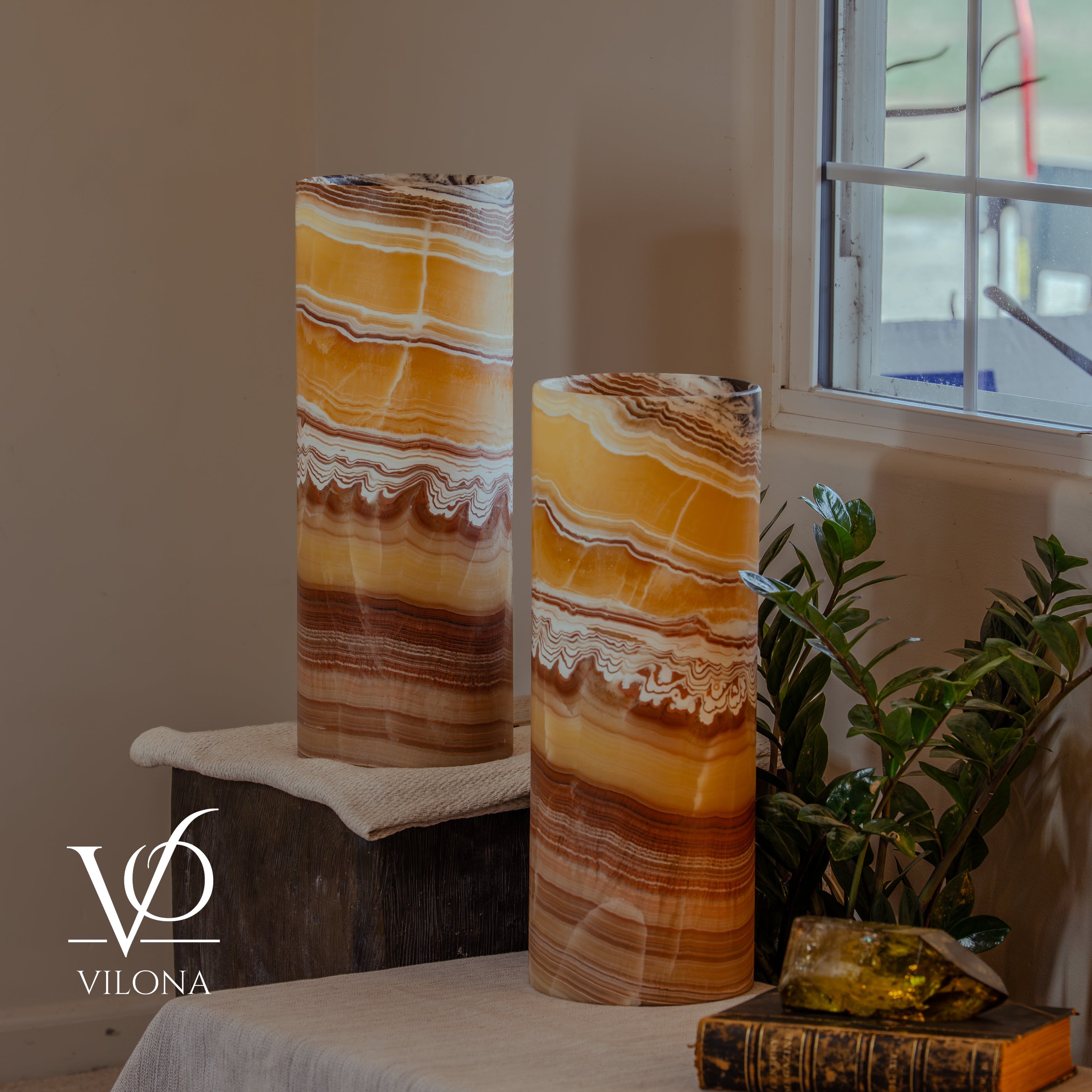 Miami Sunset Onyx Table Lamp Pair #2