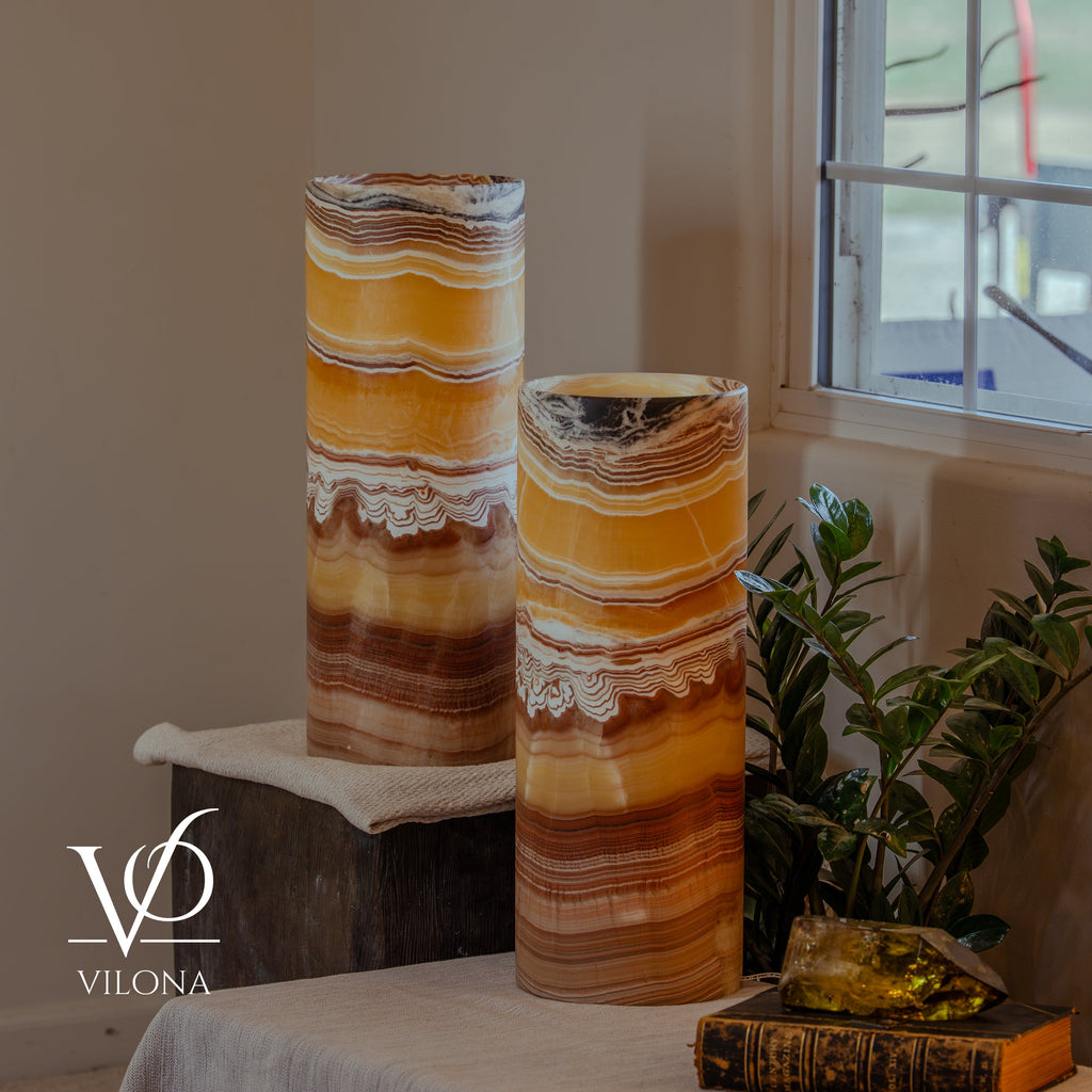 Miami Sunset Onyx Table Lamp Pair #2