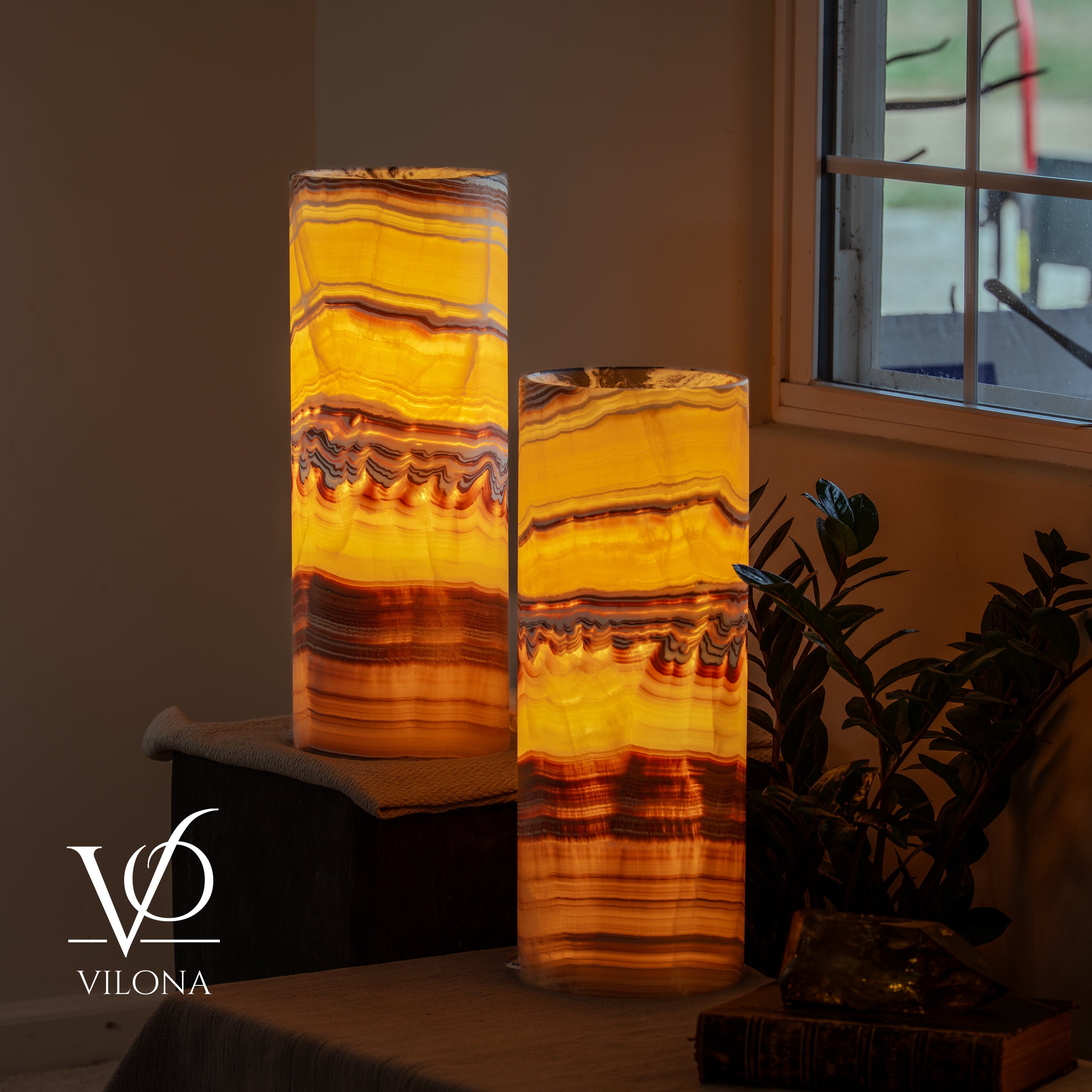 Miami Sunset Onyx Table Lamp Pair #2